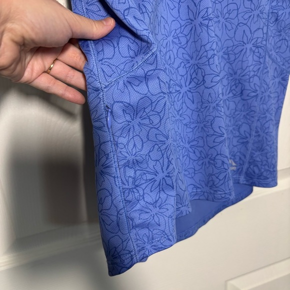 L. L. Bean Running Top Women's Large Short Sleeve Blue Zipper Pocket Quick Dry - Picture 3 of 8